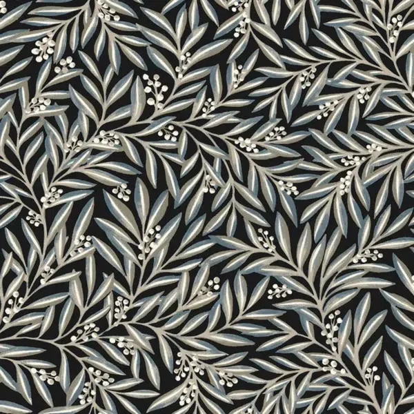 Papel pintado de hojas en color negro Rowan AC9135
