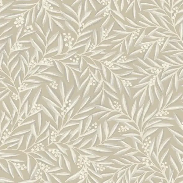 Papel pintado de hojas en color beige Rowan AC9136