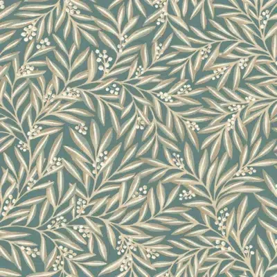 Papel pintado de hojas en color verde Rowan AC9137