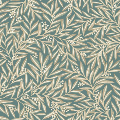 Papel pintado de hojas en color verde Rowan AC9137