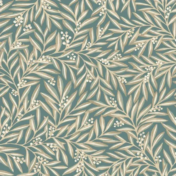 Papel pintado de hojas en color verde Rowan AC9137