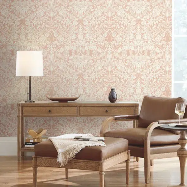 Papel pintado de damasco en color rosa Lockwood Damask AC9191 - Imagen 4