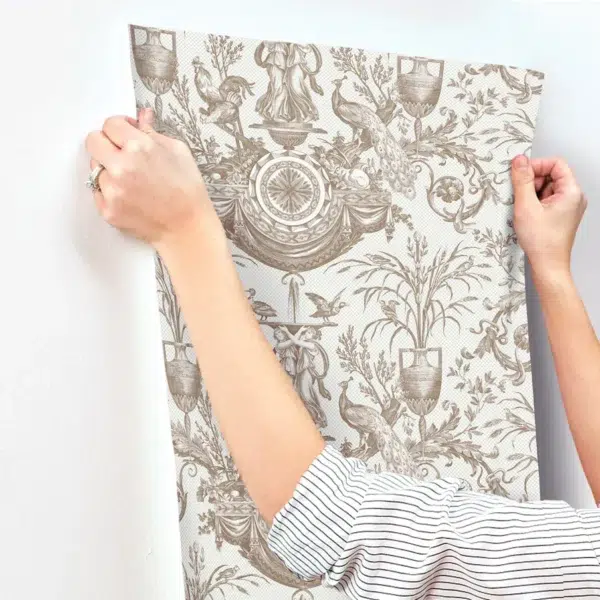 Papel pintado de toile de jouy en color verde Avian Fountain Toile RT7811 - Imagen 10