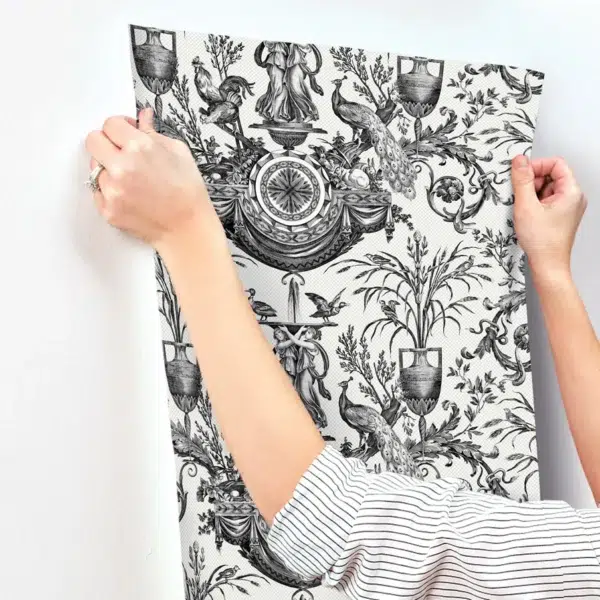 Papel pintado de toile de jouy en color verde Avian Fountain Toile RT7811 - Imagen 14
