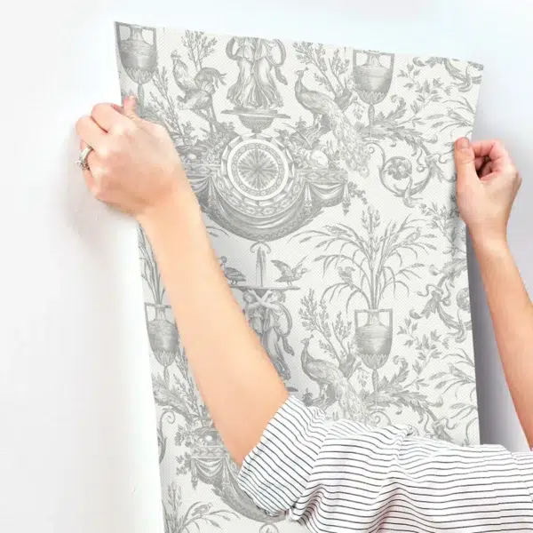 Papel pintado de toile de jouy en color verde Avian Fountain Toile RT7811 - Imagen 22