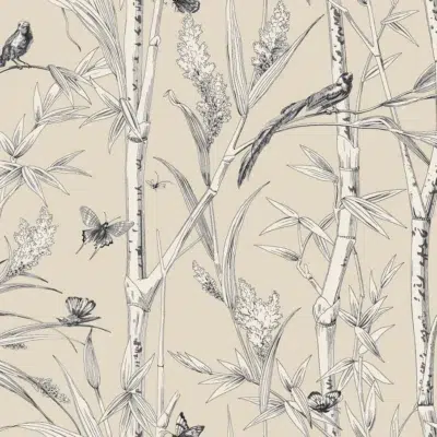 Papel pintado de bamboo en color beige Bambou Toile RF7832