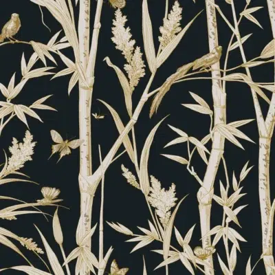 Papel pintado de bamboo en color negro Bambou Toile RF7834