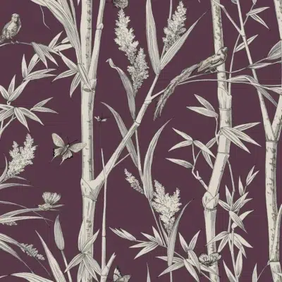 Papel pintado de bamboo en color rojo Bambou Toile RF7835