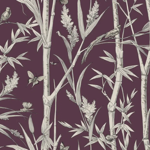 Papel pintado de bamboo en color rojo Bambou Toile RF7835