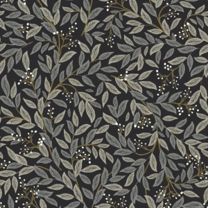Papel pintado de hojas en color negro Willowberry RF7462