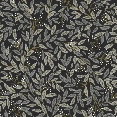 Papel pintado de hojas en color negro Willowberry RF7462