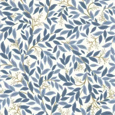 Papel pintado de hojas en color azul Willowberry RF7461