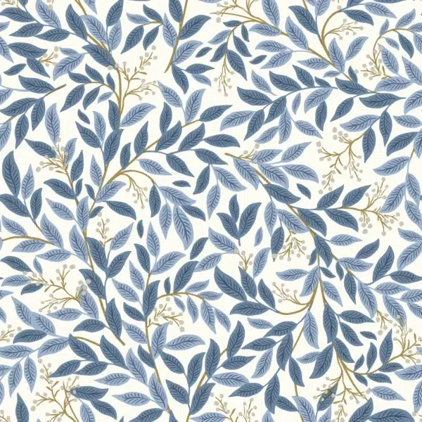 Papel pintado de hojas en color azul Willowberry RF7461
