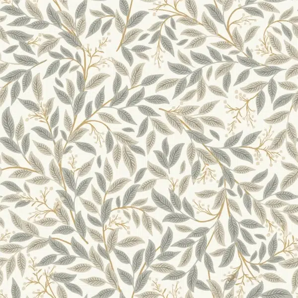 Papel pintado de hojas en color gris Willowberry RF7463